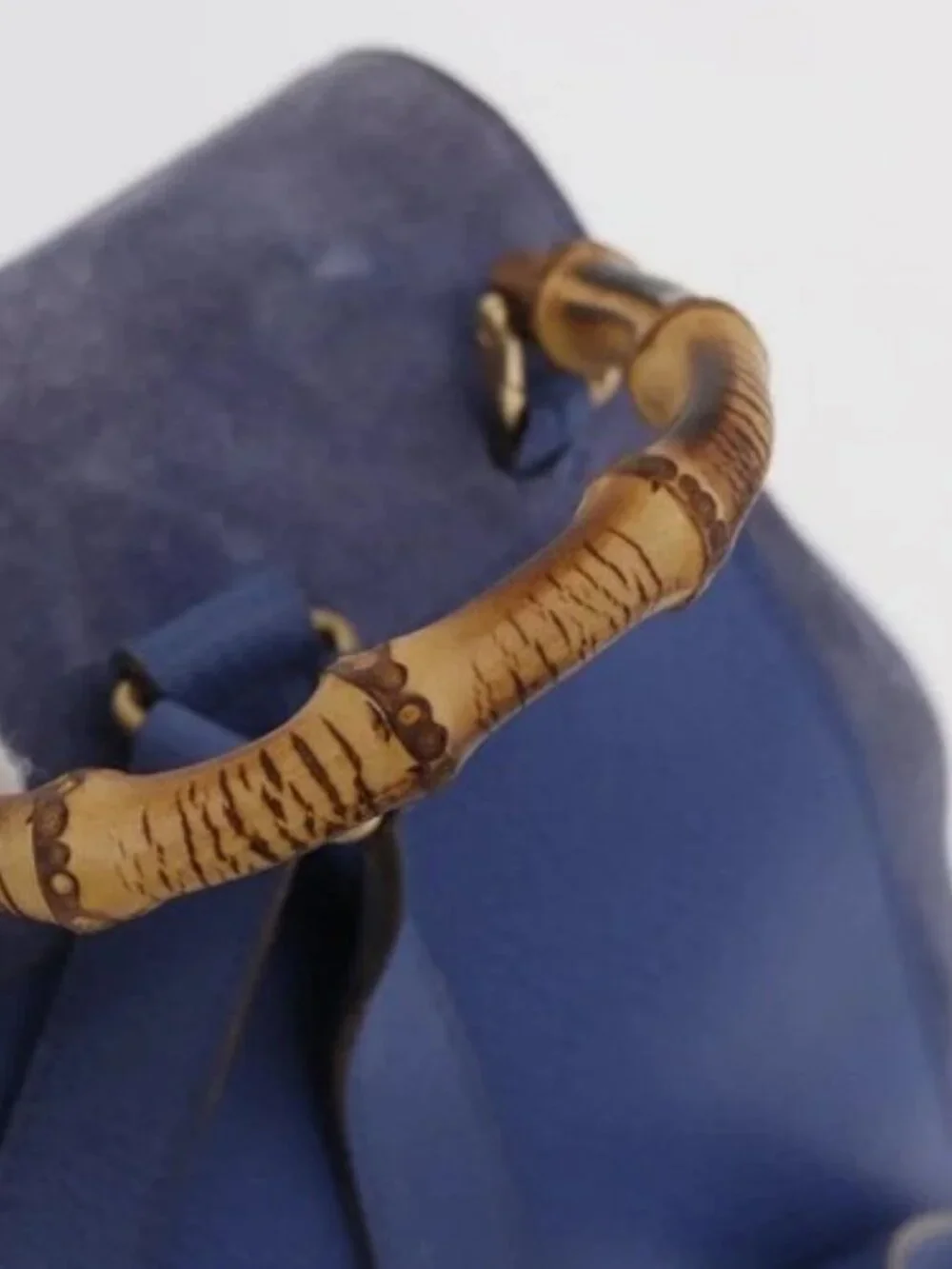 GUCCI Bamboo Backpack Suede Blue 003 8030 3444 Auth ki6661A